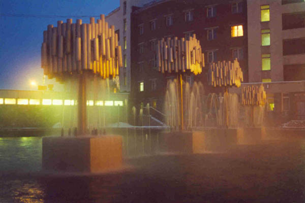зимний фонтан в Оленегорске